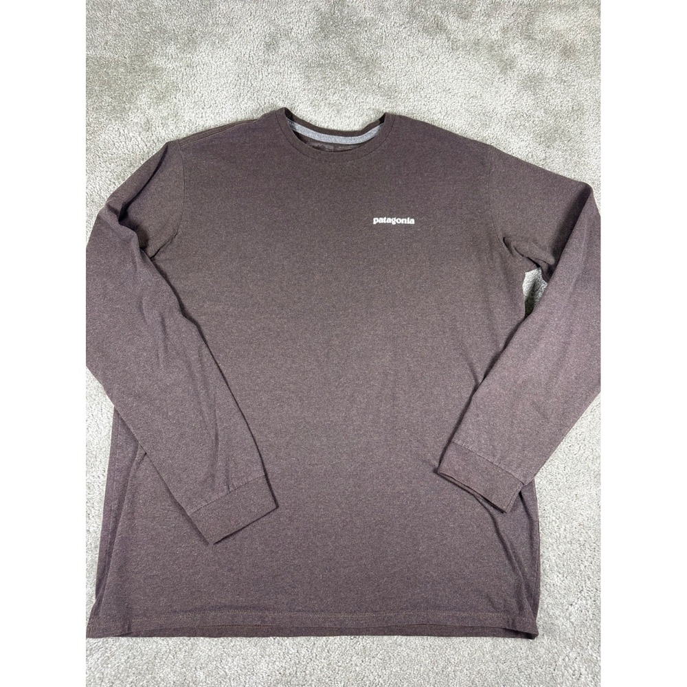 Patagonia Mens Responsibili-Tee Long Sleeve Brown Trout Graphic Shirt L